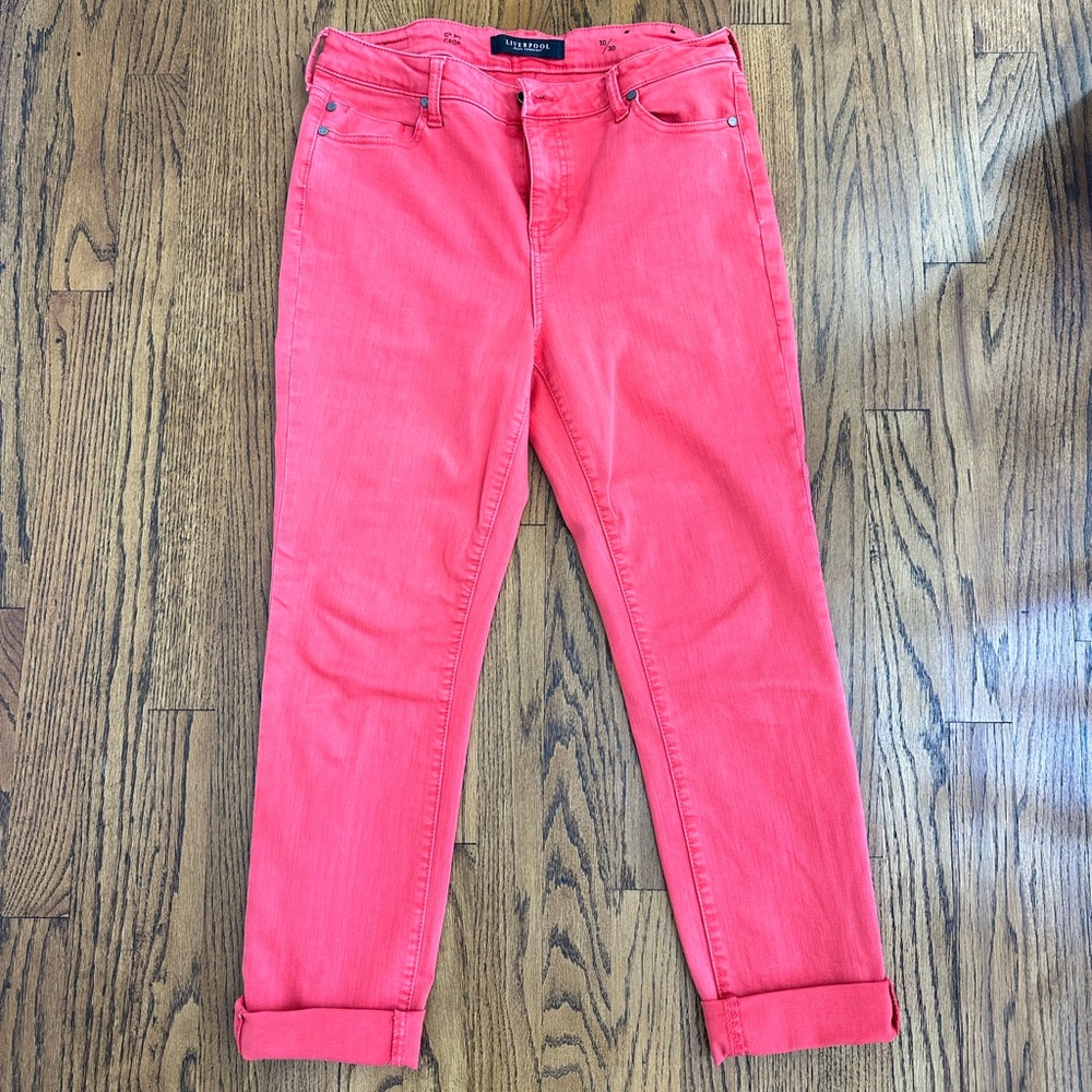 Liverpool faded red ankle length jeans in perfect condition - size 30/10